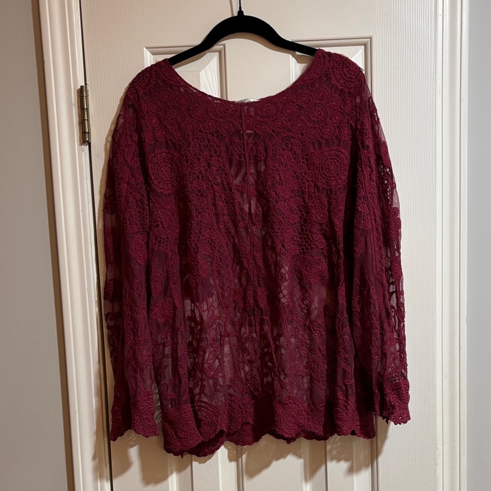 Ultra Pink Burgundy Lace Blouse